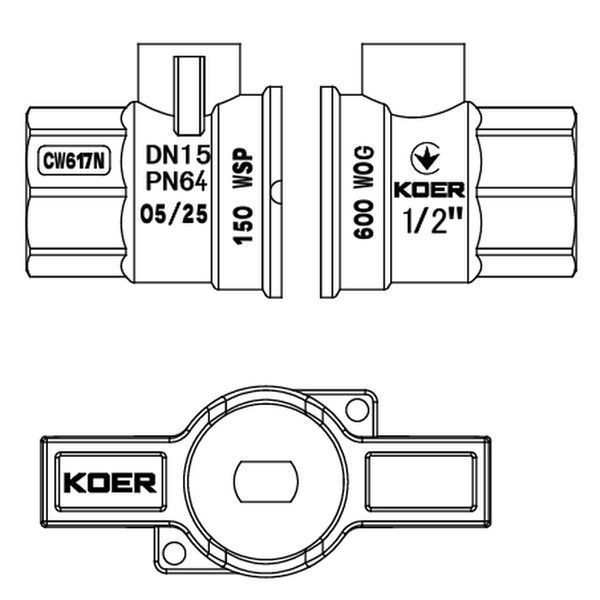 Кран шаровый ГГМ Koer Extreme KE.217-15 - 1/2" FF ручка "бабочка" красная (KR5756) KR5756 фото