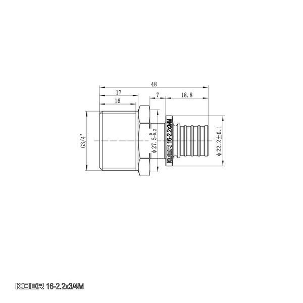 Переходник с НР Koer KA.A08M-16 - 16(2.2mm) x 3/4"M (KR4850) KR4850 фото