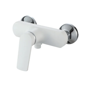 Змішувач для душової кабіни Plamix Lucas-003 SET White з шлангом, лійкою та кронштейном (PM0711) PM0711 фото