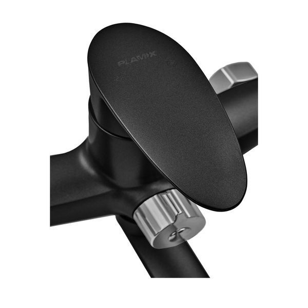 Змішувач для ванни Plamix CEZAR-006 EURO SET Matte black, зі шлангом, лійкою та кронштейном (PM0690) PM0690 фото
