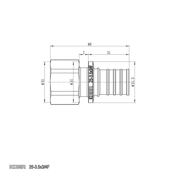 Перехідник з ВР Koer KA.A08F-25 - 25(3.5mm) x 3/4"F (KR4865) KR4865 фото