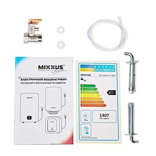 Водонагрівач "Плоский" MIXXUS EWH-09080 FLAT WET накопичувальний 80 л, мокрий тен 2 kW (WH0595) WH0595 фото