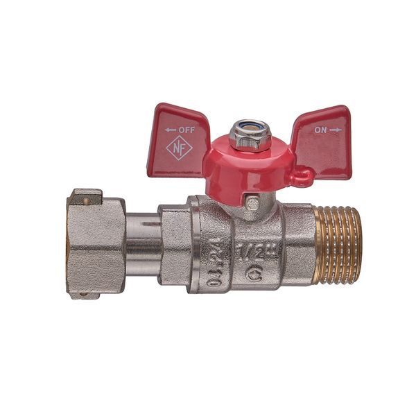 Кран шаровой Nolf classic NFC.821-06-1/2" FM ГШМ с накидной гайкой, ручка "бабочка" красная (NF3153) NF3153 фото