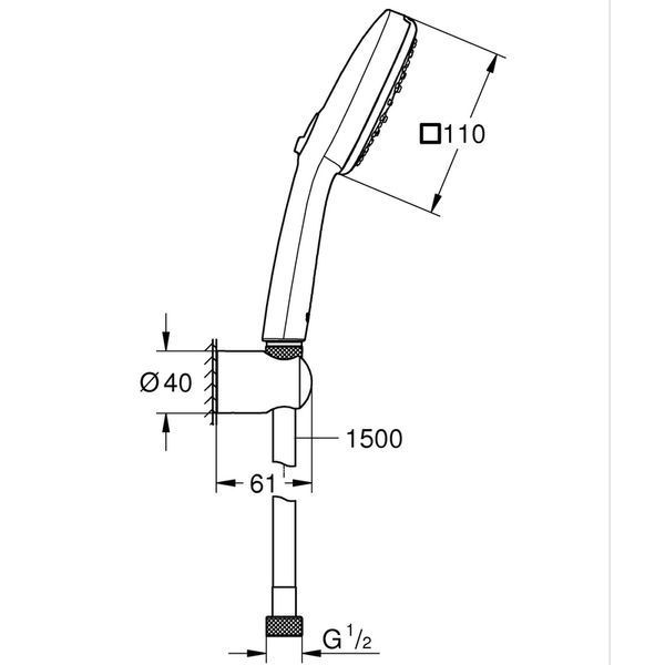 Душевой набор Grohe Tempesta Cube 110 3 режима Rain, Jet, Massage (275882433) 275882433 фото