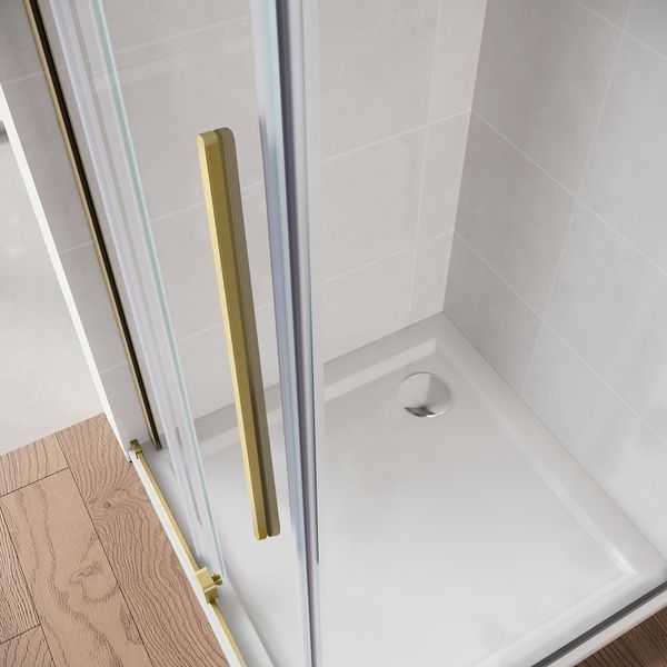 Дверь в нишу Walk-In раздвижная Koer SR SD07-120x200-R-TR-12 прозрачное стекло Easy Clean 8мм Матовое золото (KR5774) KR5774 фото