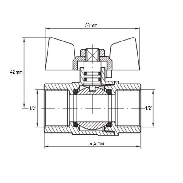 Кран кульовий Koer KG.207 - 1/2" FF ГГМ (газ) (KR4958) KR4958 фото