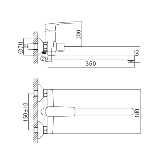 Змішувач для ванни HAIBA TROYA 006 EURO (Колір хром) (HB9660) HB9660 фото
