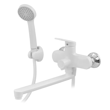 Смеситель для ванны Plamix Lucas-006 EURO SET White со шлангом, лейкой и кронштейном (PM0709) PM0709 фото