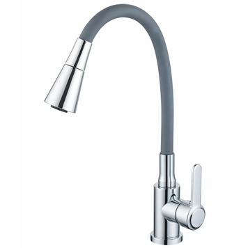 Змішувач для кухні Zerix Eza-011-T Chrome Refl.Grey (колір хром+силік.вилив сірий) (ZX6143) ZX6143 фото