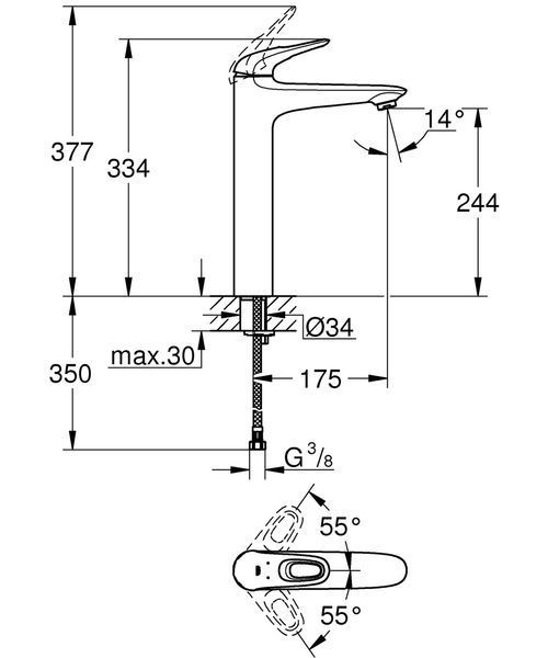Смеситель на столешницу для раковины XL-размера Grohe Eurostyle (23570003) 23570003 фото