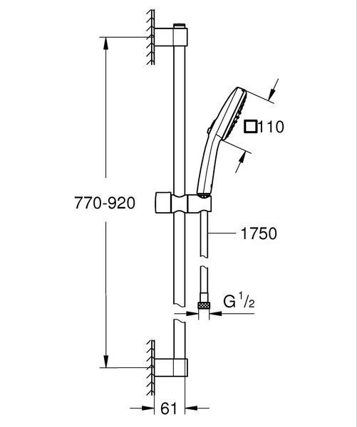 Душовий гарнітур Grohe Tempesta Cube 110, 2 режими (26908003) 26908003 фото