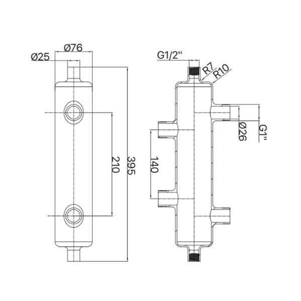 Гідрострелка Koer KR.S1031 2/2 (з воздухоотвод. І дренаж. краном) 1"НР SUS304 (KR2958) KR2958 фото
