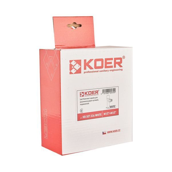Комплект кранов для полотенцесушителя угловой Koer KR.SET.534 WHITE - M1/2''xM1/2'' удлиненный (KR5843) KR5843 фото