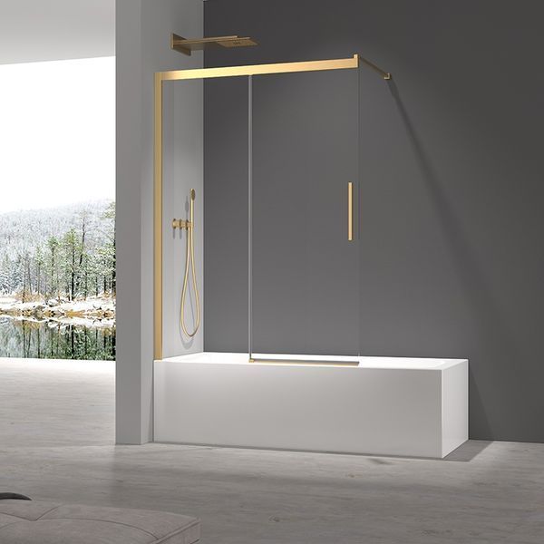 Шторки скляні на ванну розсувні Koer SR BS06-120x150-TR-12 прозоре скло Easy Clean 6мм, матове золото (KR5946) KR5946 фото