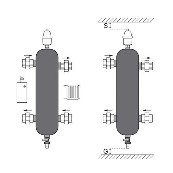Гідрострелка Koer KR.S1031 2/2 (з воздухоотвод. І дренаж. краном) 1"НР SUS304 (KR2958) KR2958 фото