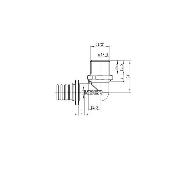 Кутник перехідний із ЗР Koer KA.L06M-20 - 20(2.8mm) x 1/2"M (KR4875) KR4875 фото