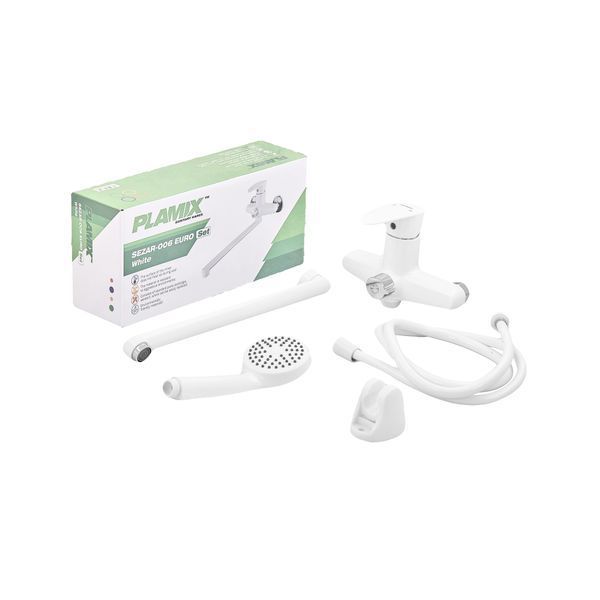 Смеситель для ванны Plamix Cezar-006 EURO SET White (со шлангом, лейкой и кронштейном) (PM0666) PM0666 фото