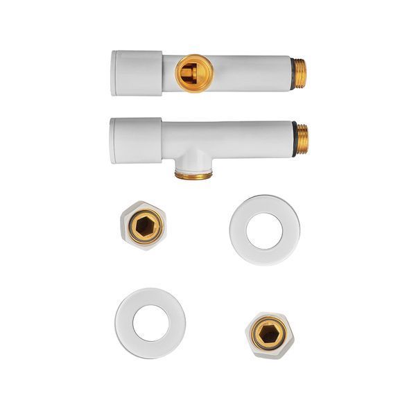 Комплект кранов для полотенцесушителя угловой Koer KR.SET.534 WHITE - M1/2''xM1/2'' удлиненный (KR5843) KR5843 фото