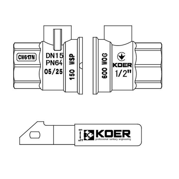 Кран шаровый ГГВ Koer Extreme KE.214-15 - 1/2" FF ручка "рычаг" красная (KR5744) KR5744 фото