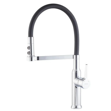 Змішувач для кухні MIXXUS PREMIUM PULL 017 REFL.BLACK (Колір хром+силік.вилив чорний) (MI8277) MI8277 фото