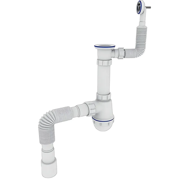 Сифон для кухни Zerix SK-04-В 1 1/2"x40 с резьбовым выпуском и круглым переливом (ZX5085) ZX5085 фото