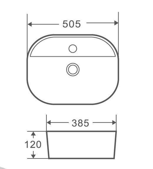 Умывальник накладной керамический Mixxus Premium Ellipse-0201 505x385x120mm (MP6482) MP6482 фото