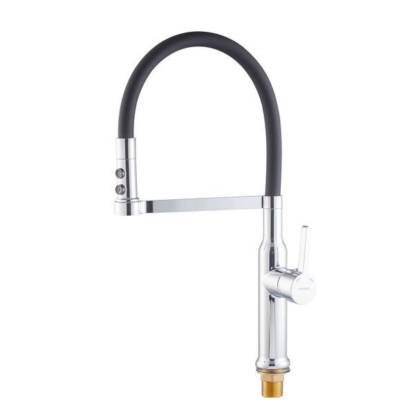Смеситель для кухни Mixxus Premium PULL 017 REFL.BLACK (Цвет хром+силик.излив черный) (MI8277) MI8277 фото