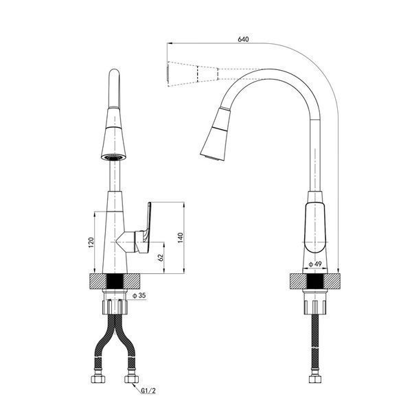 Смеситель для кухни Mixxus Premium Matis 011-T (NUT) Refl.Gray (Цвет хром+силик.излив серый) (MI8267) MI8267 фото