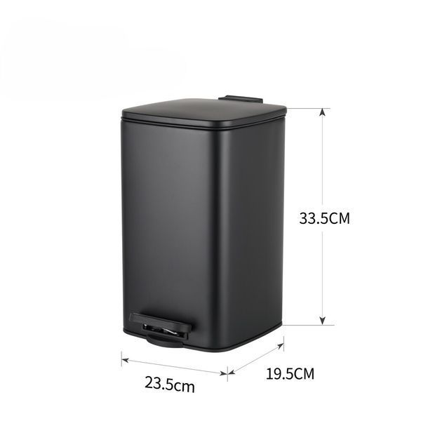Мусорное ведро с плавным закрытием квадратное Zerix Kubix-TC0108 Black 8 л цвет черный (ZX5892) ZX5892 фото