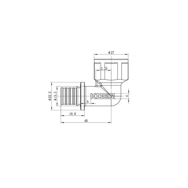 Кутник перехідний з ВР Koer KA.L06F-16 - 16(2.2mm) x 1/2"F (KR4876) KR4876 фото