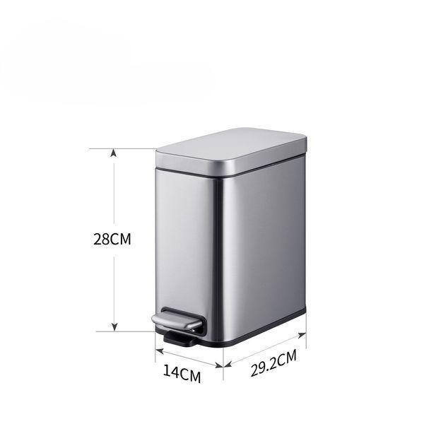 Відро для сміття з плавним закриттям прямокутне Mixxus Premium Quadro-TC0105 SS Color 5л колір нержавійка (MI7062) MI7062 фото