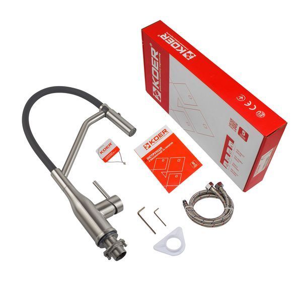 Змішувач для кухні Koer KI-70026-02 з чорним силіконовим виливом (KR5209) KR5209 фото