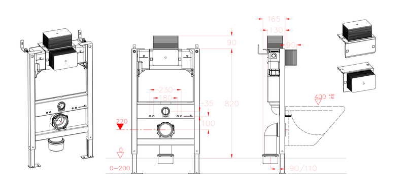 Інсталяція для підвісного унітазу Koer KT-0403 500x165x820mm без панелі змиву (KR5313) KR5313 фото