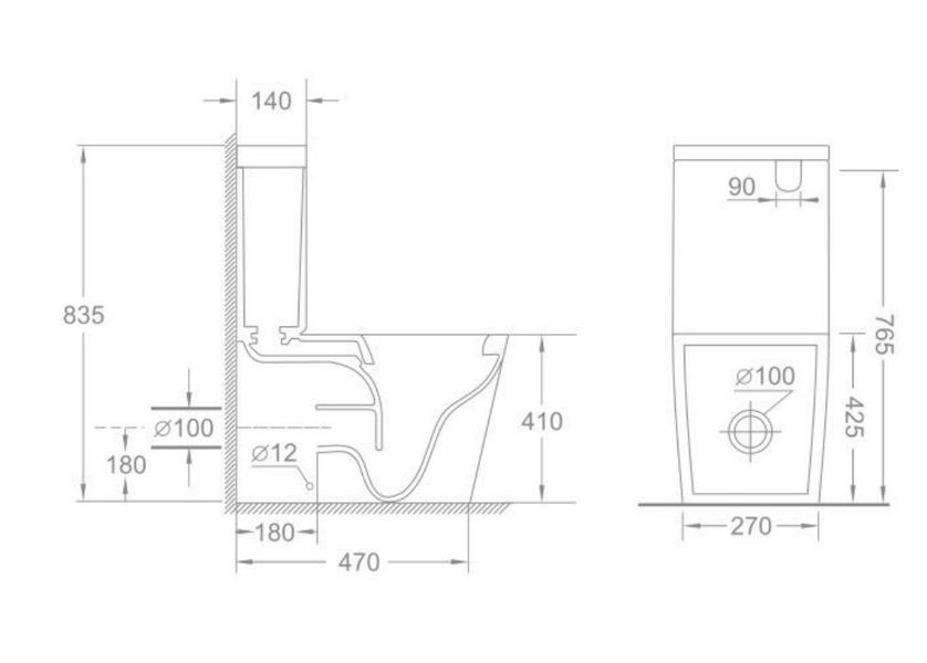 Чаша унитаза-компакта Mixxus Bevel-0403-T3 Bowl 640х360х835 Tornado 3.0 без сиденья (MI8349) MI8349 фото
