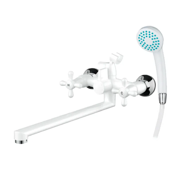 Смеситель для ванной Plamix Sirius-140 White (со шлангом и лейкой) (PM0637) PM0637 фото