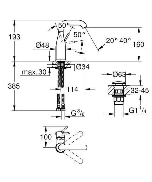 Змішувач для раковини Grohe Essence New (24181001) 24181001 фото