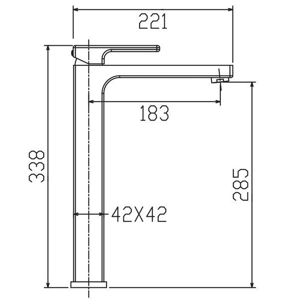 Змішувач для умивальника високий KOER KB-11009-07 (Колір графіт) (KR5978) KR5978 фото