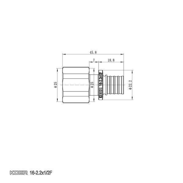 Перехідник з ВР Koer KA.A06F-16 - 16(2.2mm) x 1/2"F (KR4861) KR4861 фото
