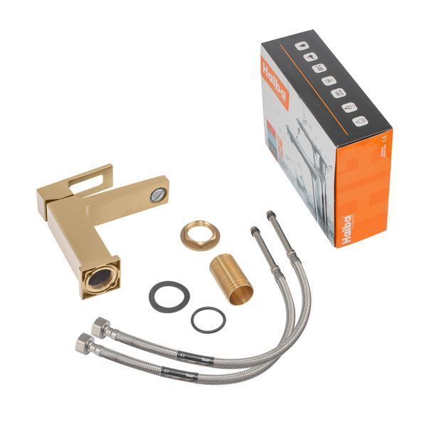 Смеситель для умывальника Haiba KANT 001 BRUSHED GOLD (HB9605) HB9605 фото