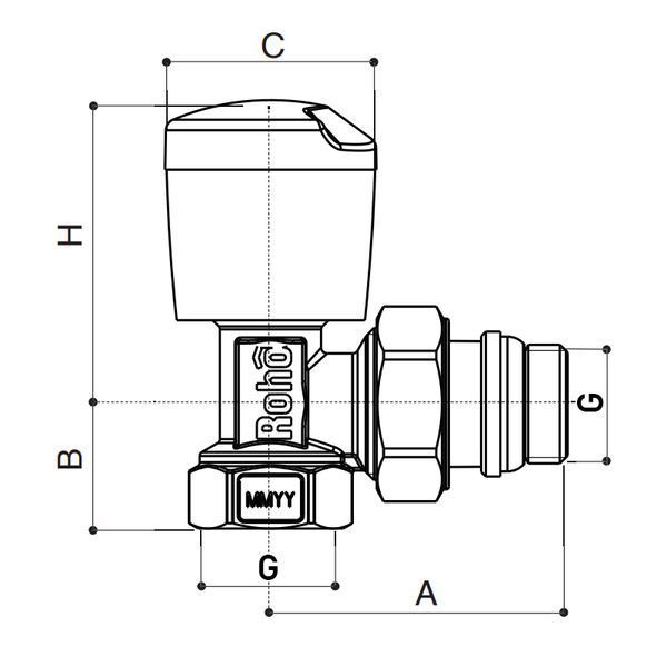 Кран радиаторный Roho R5550-050 - 1/2" угловой (RO0128) RO0128 фото