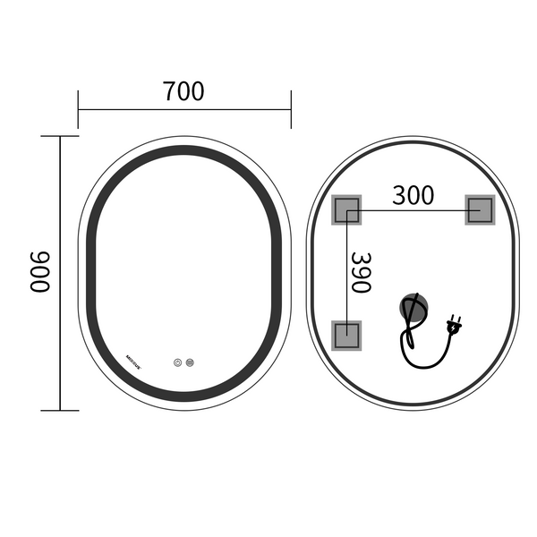 Зеркало Mixxus Premium ELLIPSE MV05-90x70-Reverse с Led Touch, Anti-fog, димером (3-6,5kK) (MP6644) MP6644 фото