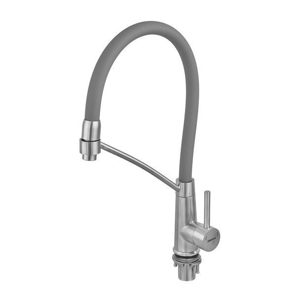 Смеситель для кухни с силиконовым изливом Zerix FUL-017 Refl.Gray из нерж. стали SUS304 (изл.серый) (ZX5993) ZX5993 фото