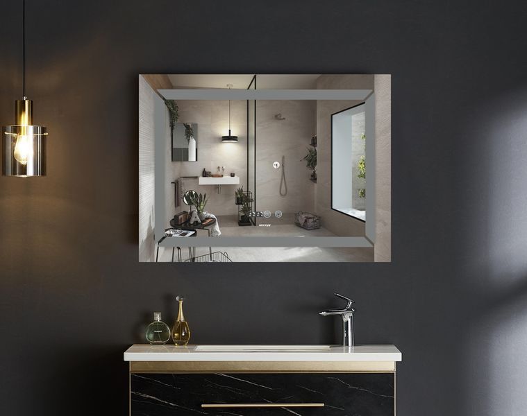 Зеркало Mixxus LIGHT MR01-90x70 с Led Touch, Anti-fog, димером, регулятором яркости, часами (MI5999) MI5999 фото
