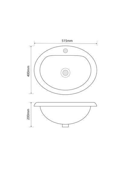 Раковина врезная на столешницу Mixxus Premium TOPPER-1602 515х400х200mm с отверстием под смеситель и переливом (MP6572) MP6572 фото