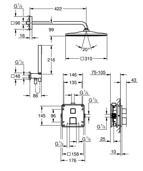 Душевая система скрытого монтажа Grohe Grohtherm Cube (34868000) 34868000 фото