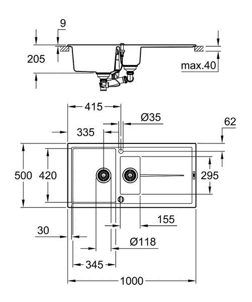 Композитная мойка для кухни Grohe K400 (31642AP0) 31642AP0 фото