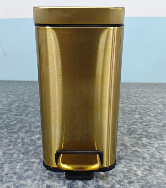 Відро для сміття з плавним закриттям прямокутне Mixxus Premium Quadro-TC0105 Brushed Gold 5 л (колір матове золото) (MI8394) MI8394 фото