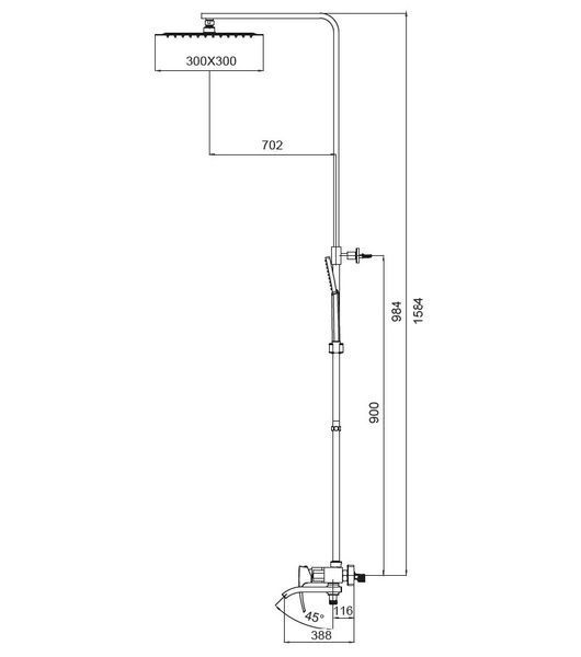 Душова колона із змішувачем KOER KB-56007-01 (Колір хром) (KR3460) KR3460 фото