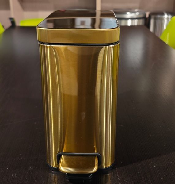 Відро для сміття з плавним закриттям прямокутне Mixxus Premium Quadro-TC0105 Brushed Gold 5 л (колір матове золото) (MI8394) MI8394 фото
