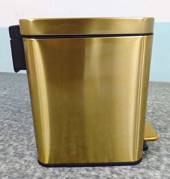 Відро для сміття з плавним закриттям прямокутне Mixxus Premium Quadro-TC0105 Brushed Gold 5 л (колір матове золото) (MI8394) MI8394 фото